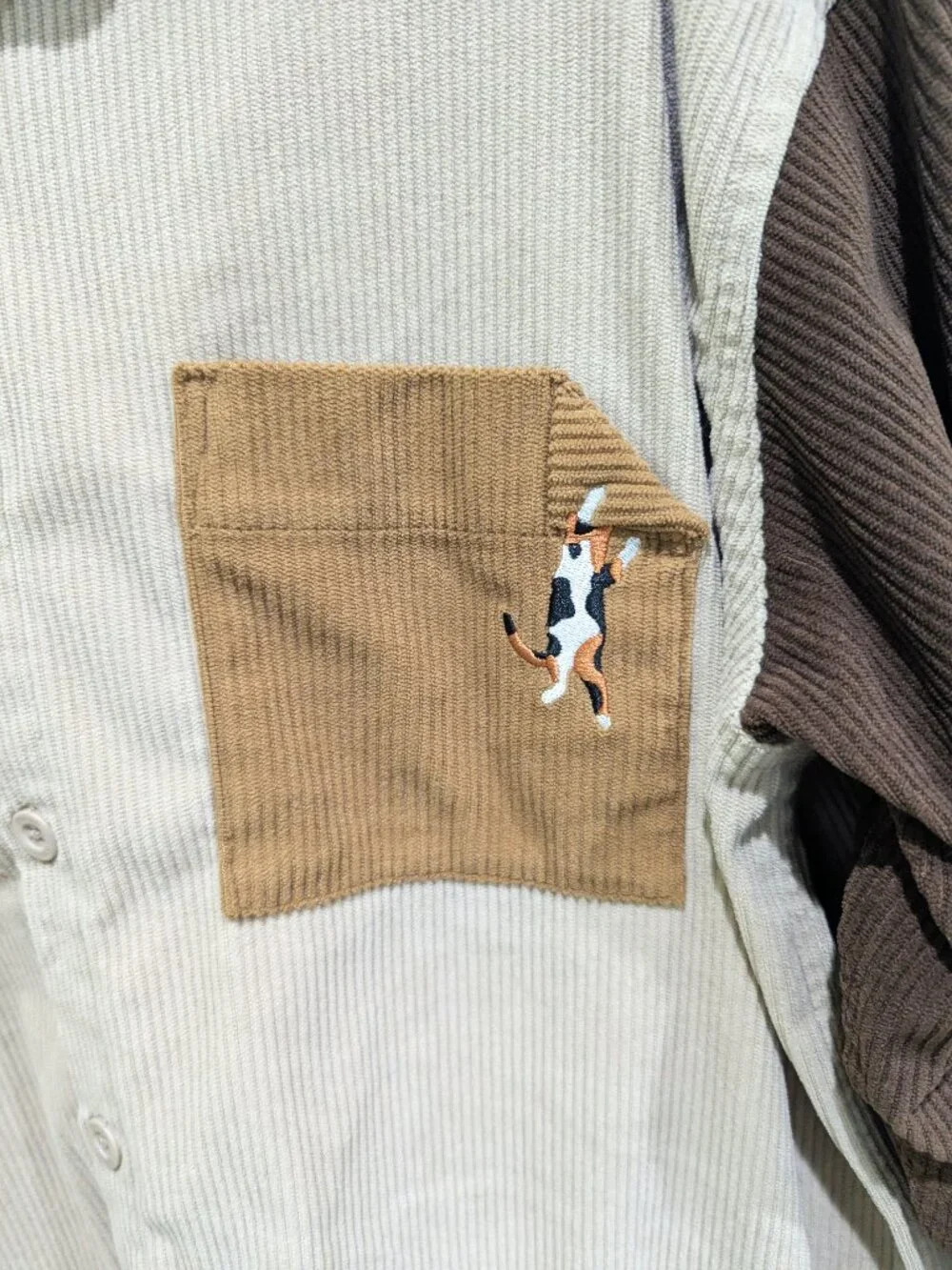 Graniph Joyful Cats Calico Corduroy Shirt Jacket size M